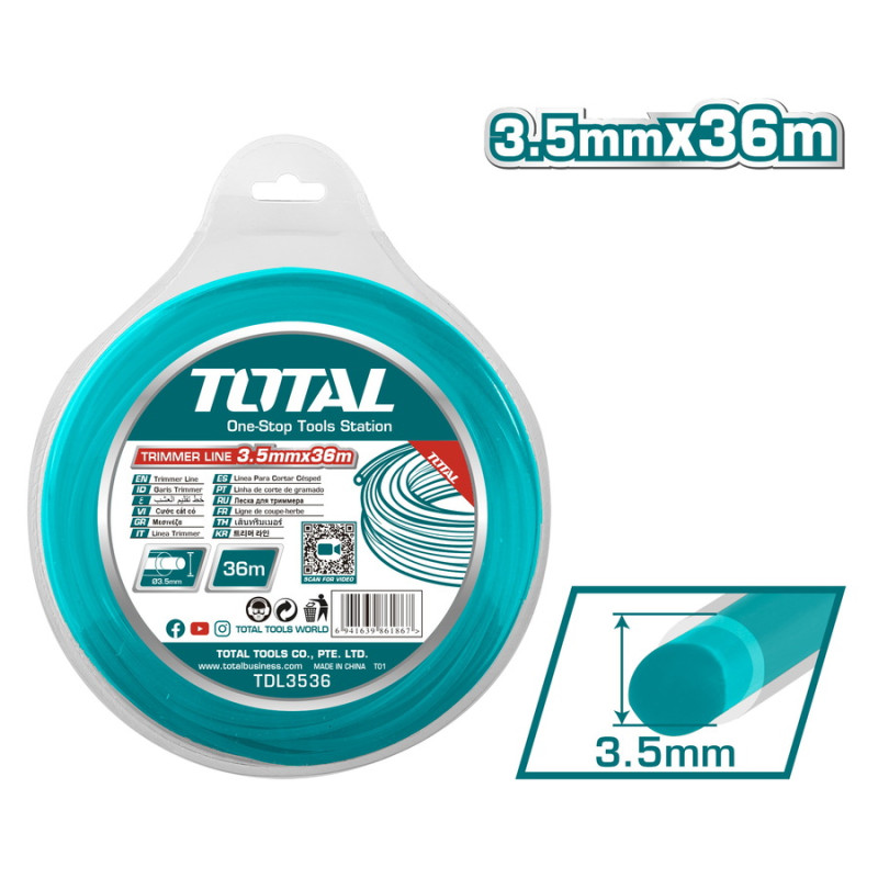 TOTAL ΜΕΣΙΝΕΖΑ ΣΤΡΟΓΓΥΛΗ DUAL POWER 3.5mm - 36m (TDL3536)